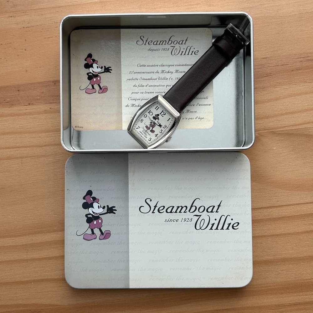 Disney Steamboat Willie 75th Anniversary Mickey Watch w/ Collector's Tin